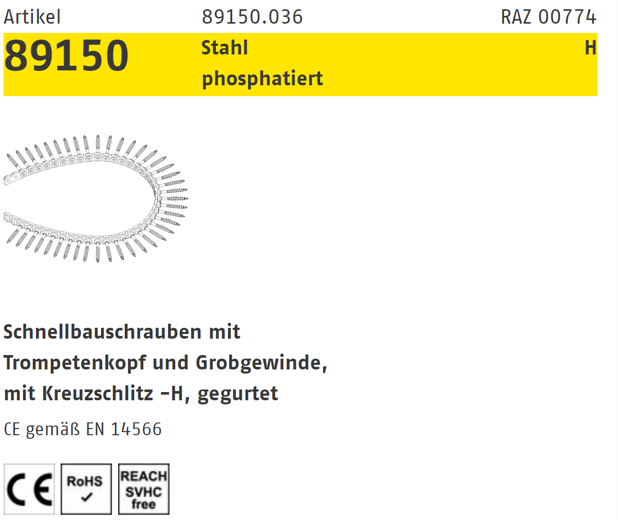 Technische Zeichnung Schnellbauschrauben Trockenbauschrauben 25-55 mm mehrere