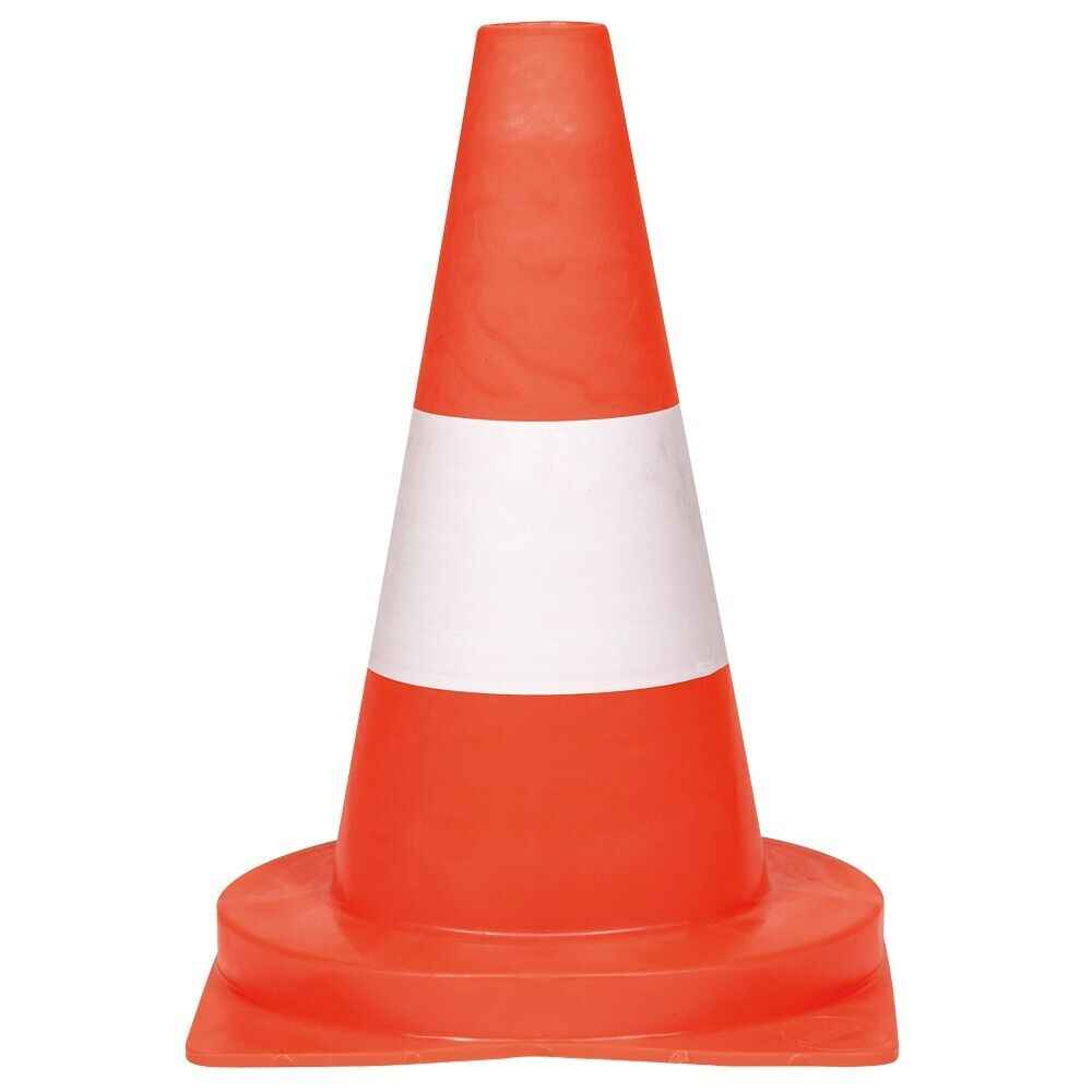PVC Leitkegel 30 cm – Warnkegel tagesleuchtend mit weißem Streifen