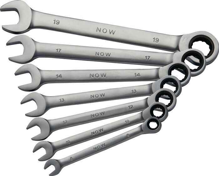 NOW Knarren-Ringmaulschlüsselsatz 7tlg. 8-19mm / TOP in Box / 72 Zähne